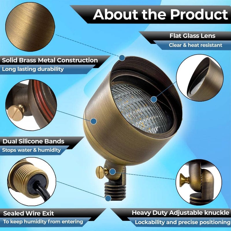 MIK Solutions LED Spot Lights Outdoor LED Landscape Light 110-9W PAR 36 Bulb Metal Solid Brass Wall Wash Security Landscape Lighting for Beautiful Bright Long Lasting Home Garden Patio Driveway Area Deck Lighting - Image 2